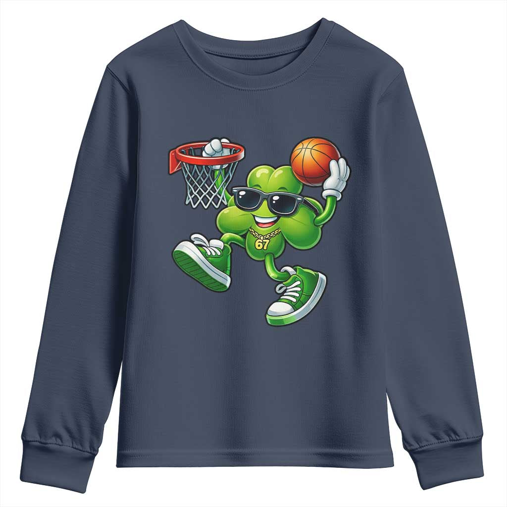 Funny 67 Meme Six Seven Basketball Shamrock St Patricks Day Youth Sweatshirt
