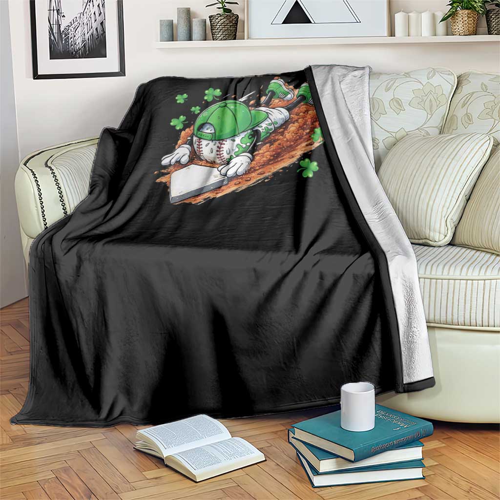 Funny Baseball St Patricks Day Home Plate Drip Throw Blanket