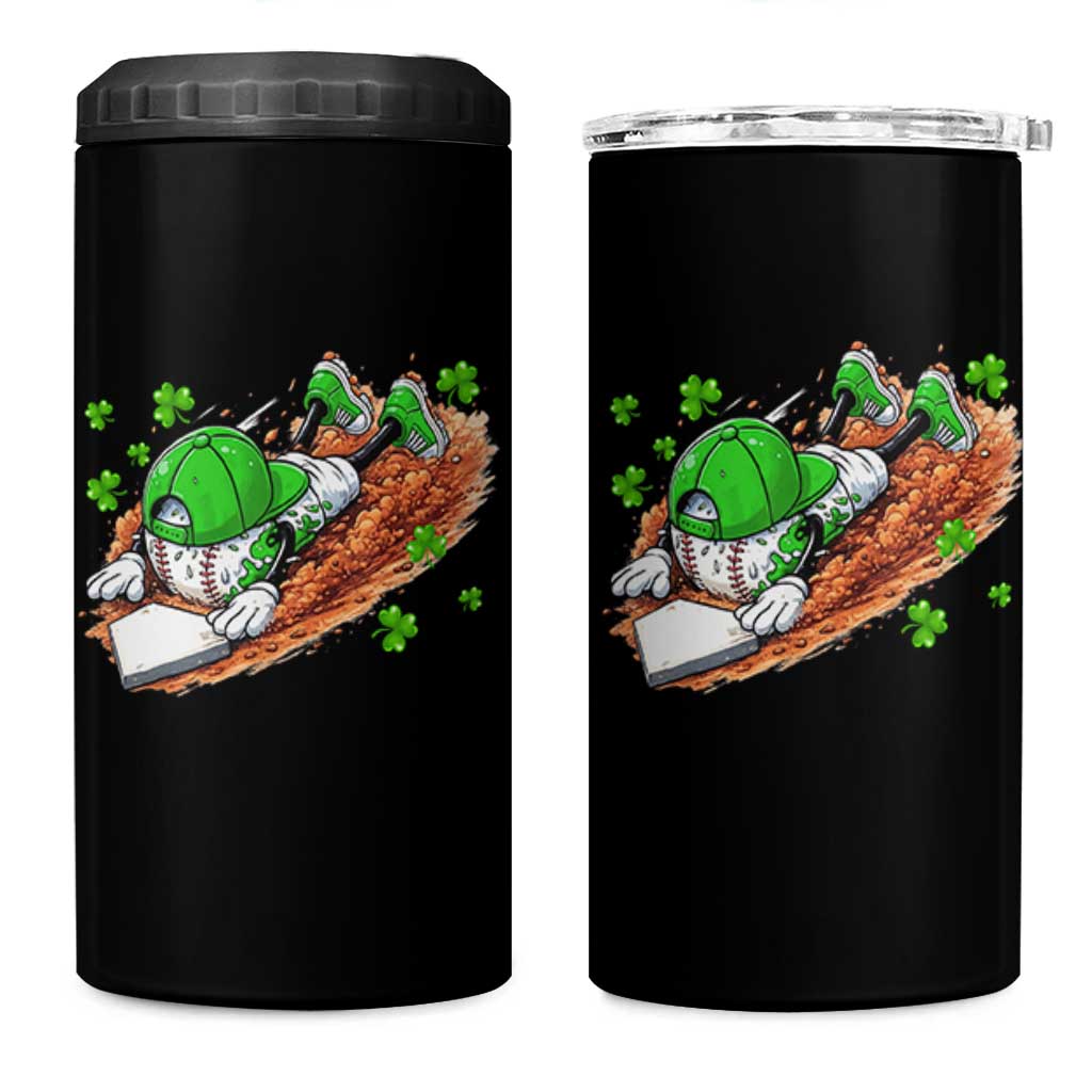 Funny Baseball St Patricks Day Home Plate Drip 4 in 1 Can Cooler Tumbler