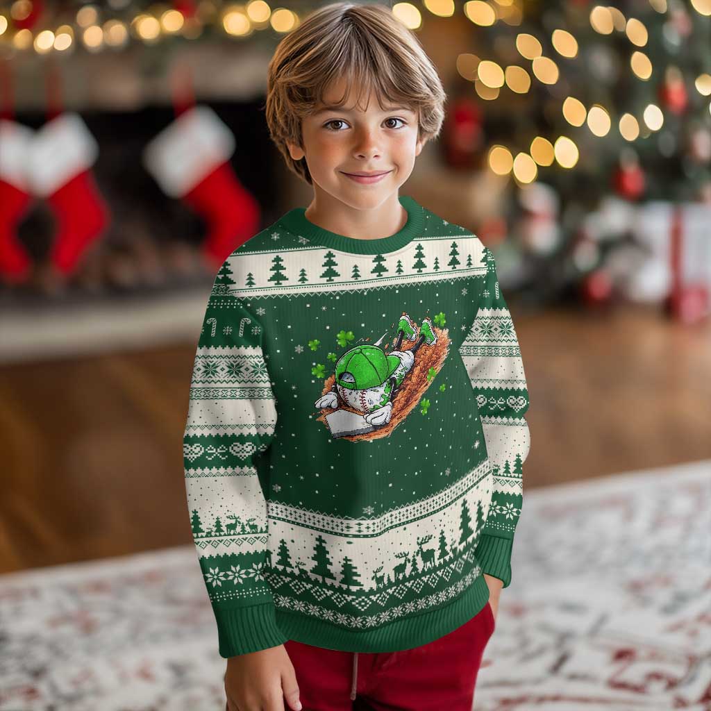 Funny Baseball St Patricks Day Home Plate Drip Ugly Christmas Sweater