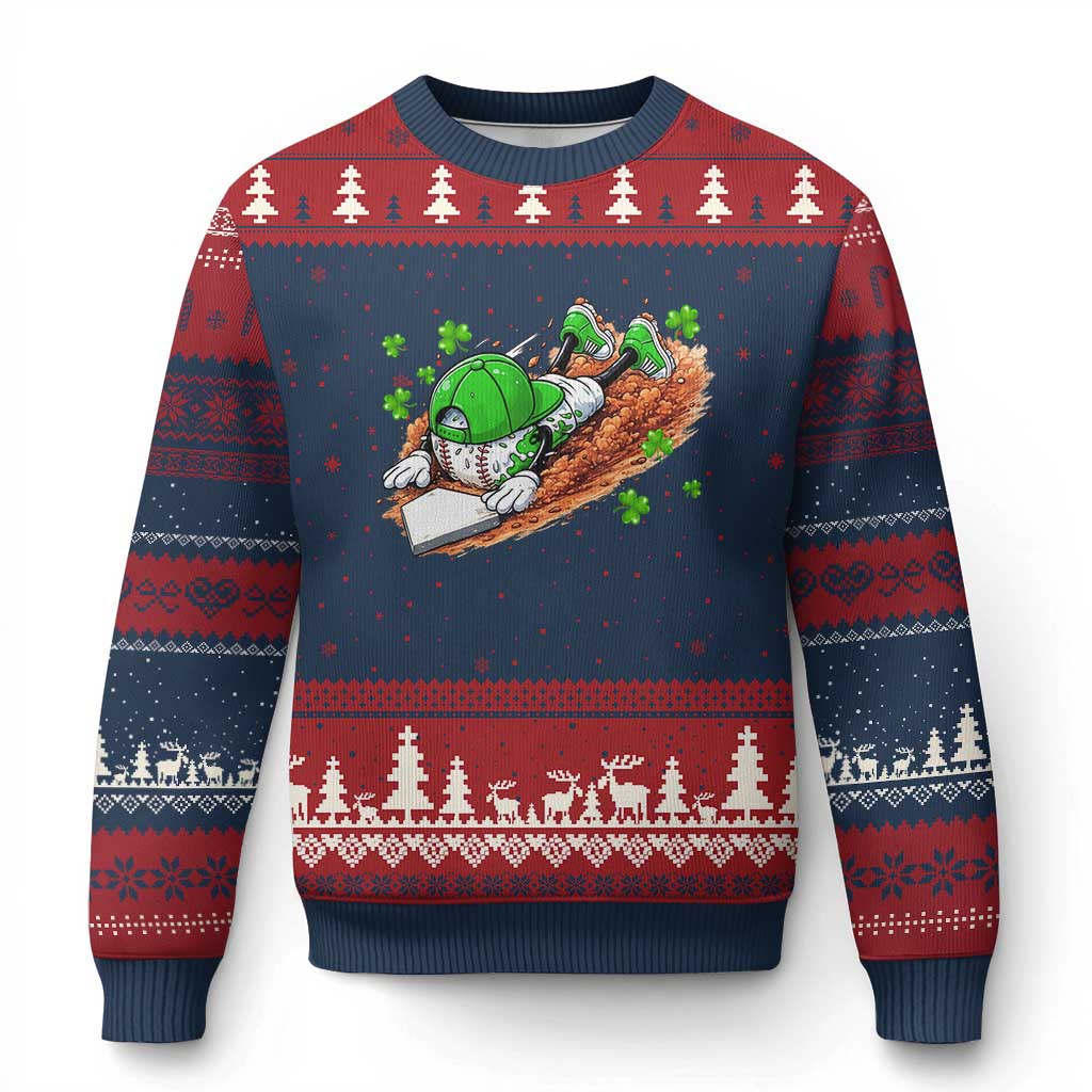 Funny Baseball St Patricks Day Home Plate Drip Ugly Christmas Sweater