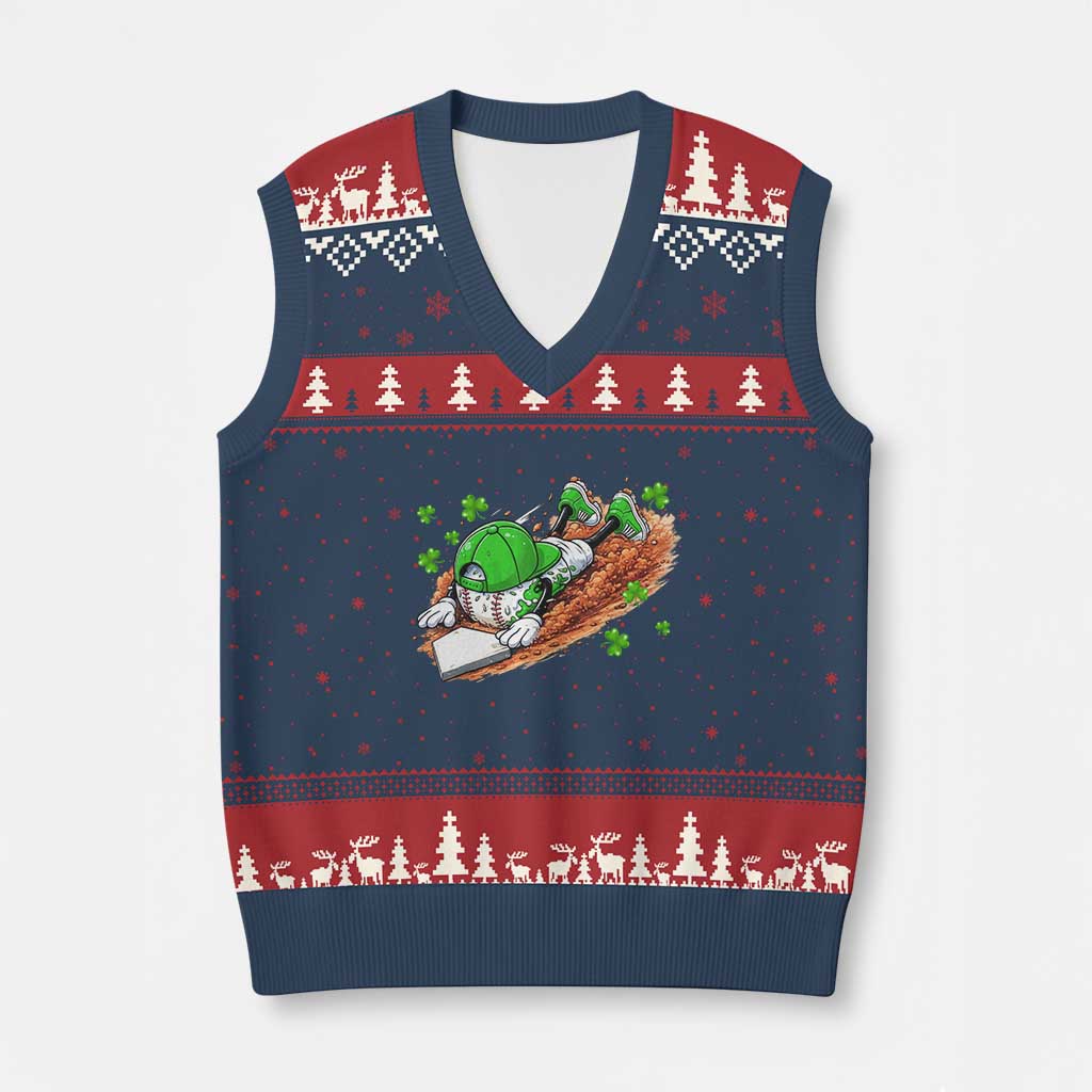 Funny Baseball St Patricks Day Home Plate Drip V-Neck Knit Sweater Vest