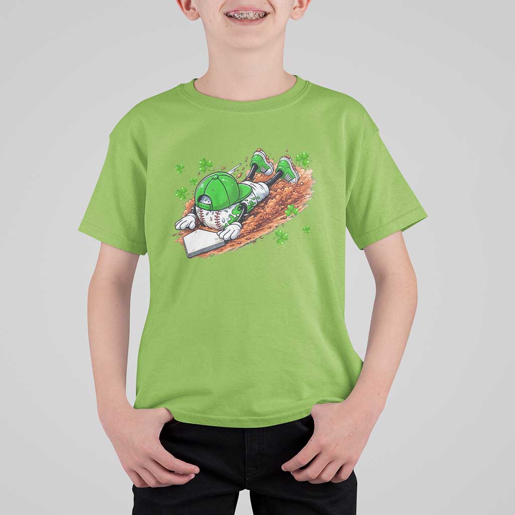 Funny Baseball St Patricks Day Home Plate Drip T Shirt For Kid