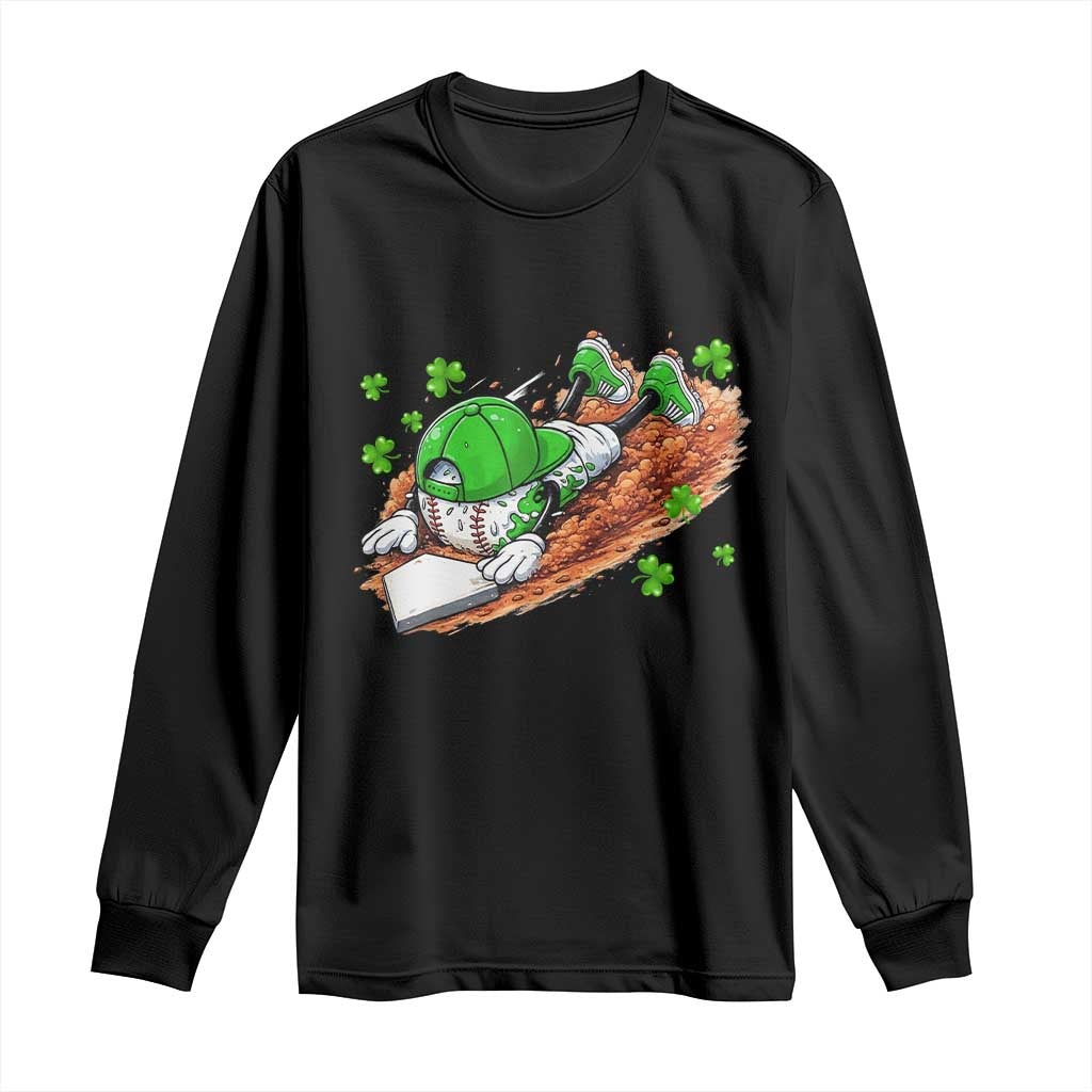 Funny Baseball St Patricks Day Home Plate Drip Long Sleeve Shirt