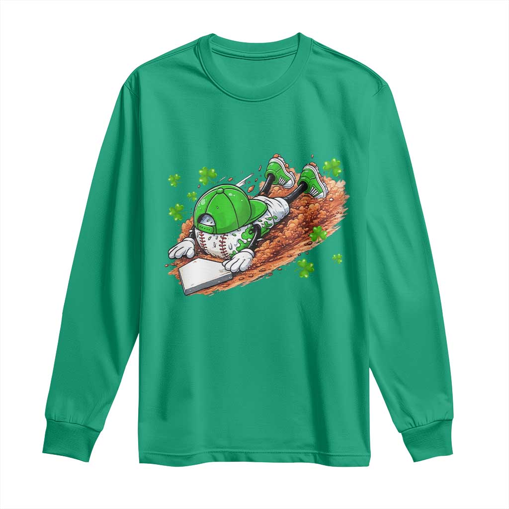 Funny Baseball St Patricks Day Home Plate Drip Long Sleeve Shirt