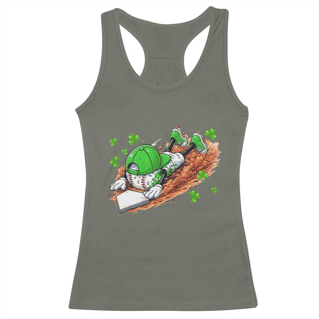Funny Baseball St Patricks Day Home Plate Drip Racerback Tank Top