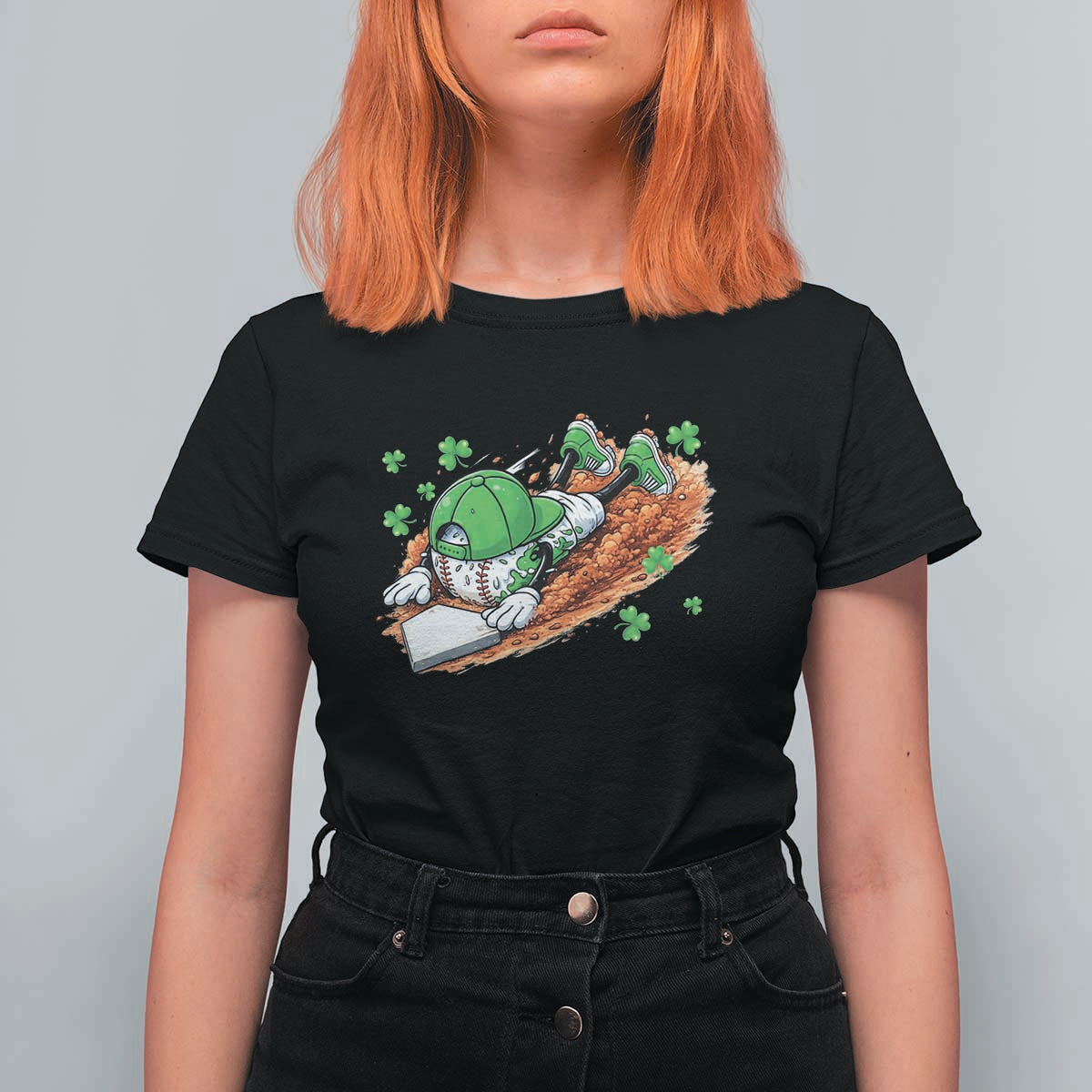Funny Baseball St Patricks Day Home Plate Drip T Shirt For Women