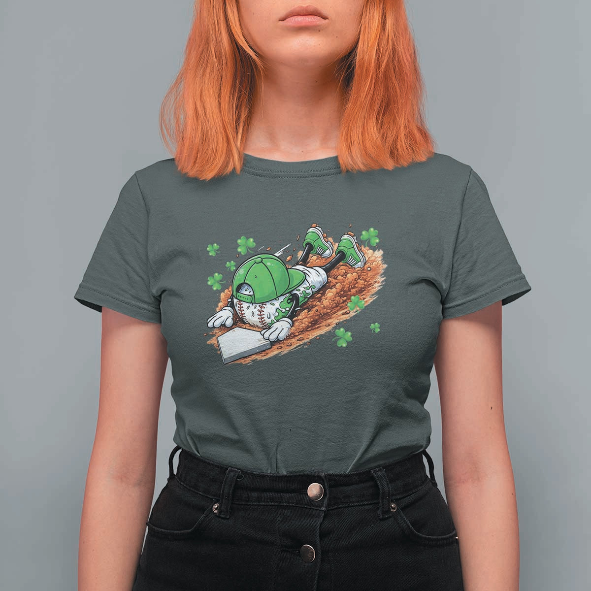 Funny Baseball St Patricks Day Home Plate Drip T Shirt For Women