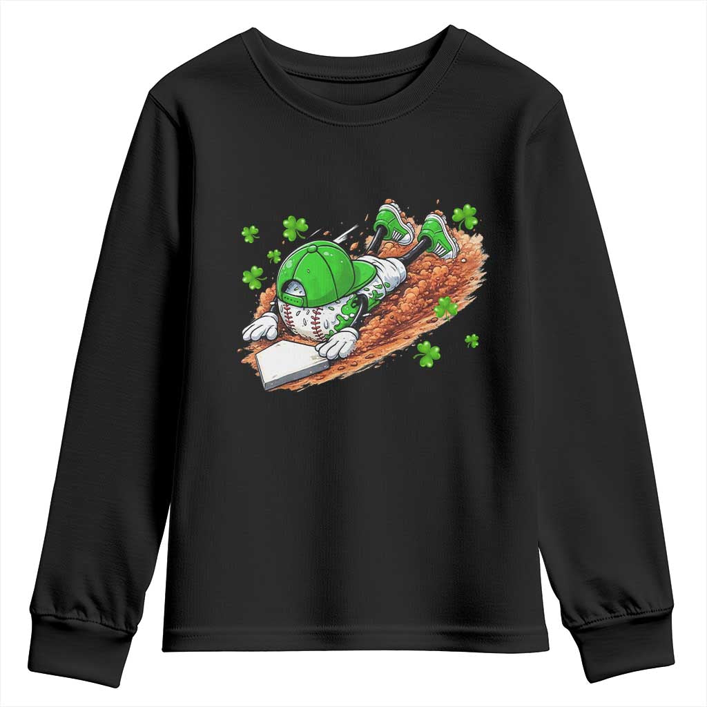Funny Baseball St Patricks Day Home Plate Drip Youth Sweatshirt