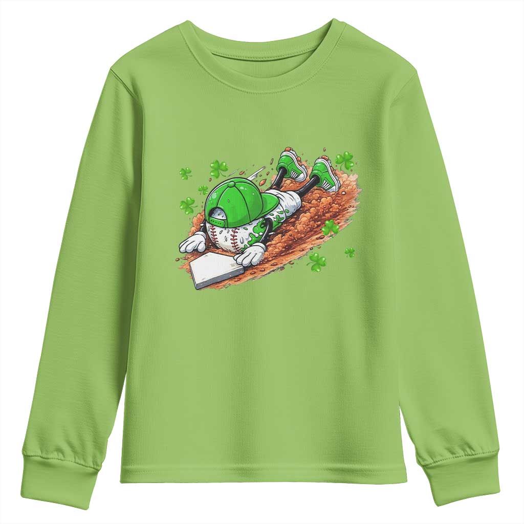 Funny Baseball St Patricks Day Home Plate Drip Youth Sweatshirt