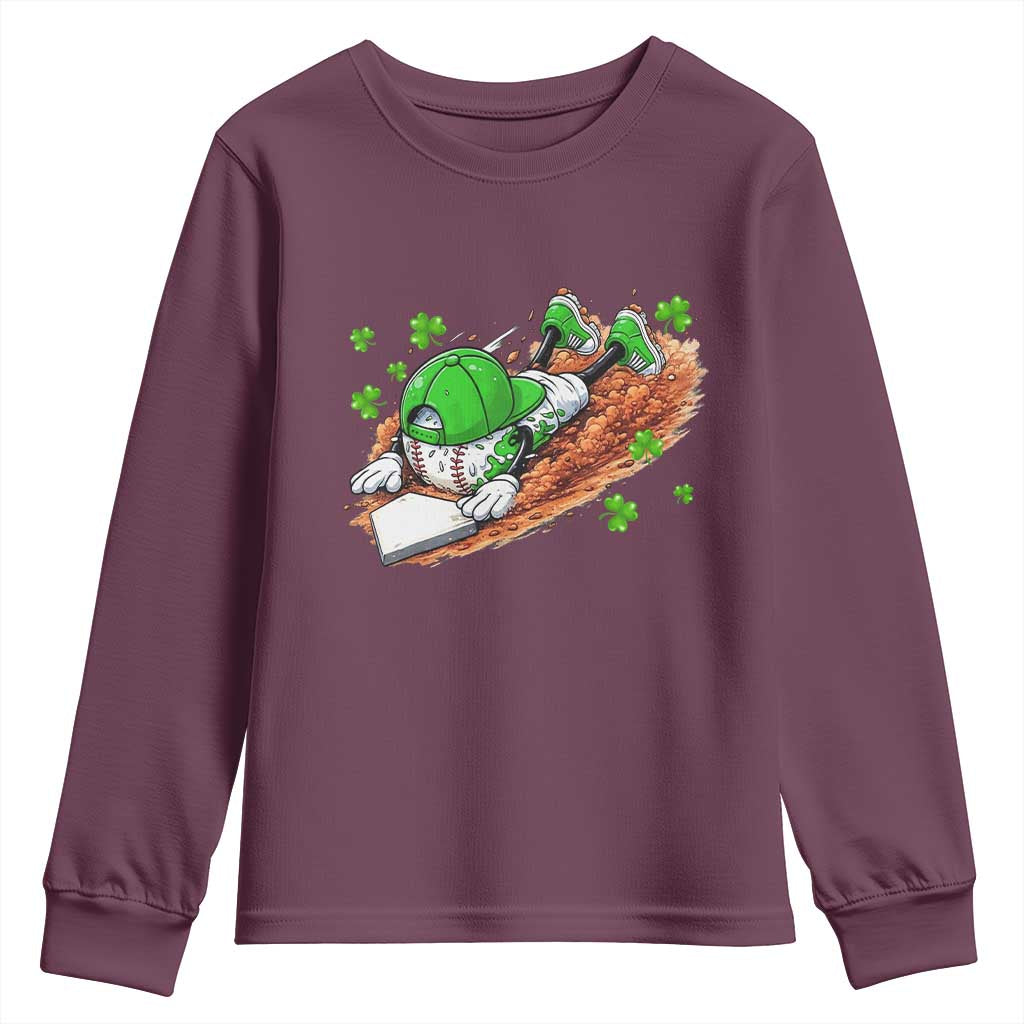 Funny Baseball St Patricks Day Home Plate Drip Youth Sweatshirt