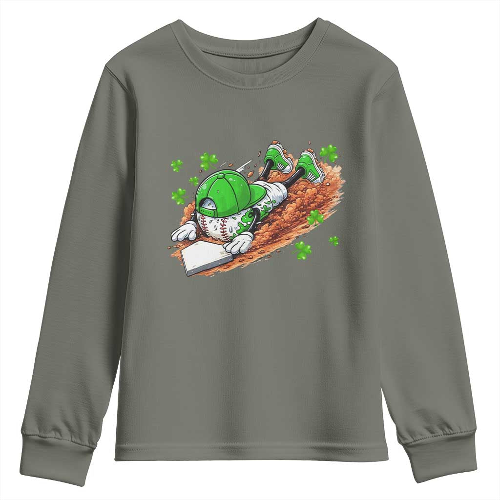 Funny Baseball St Patricks Day Home Plate Drip Youth Sweatshirt