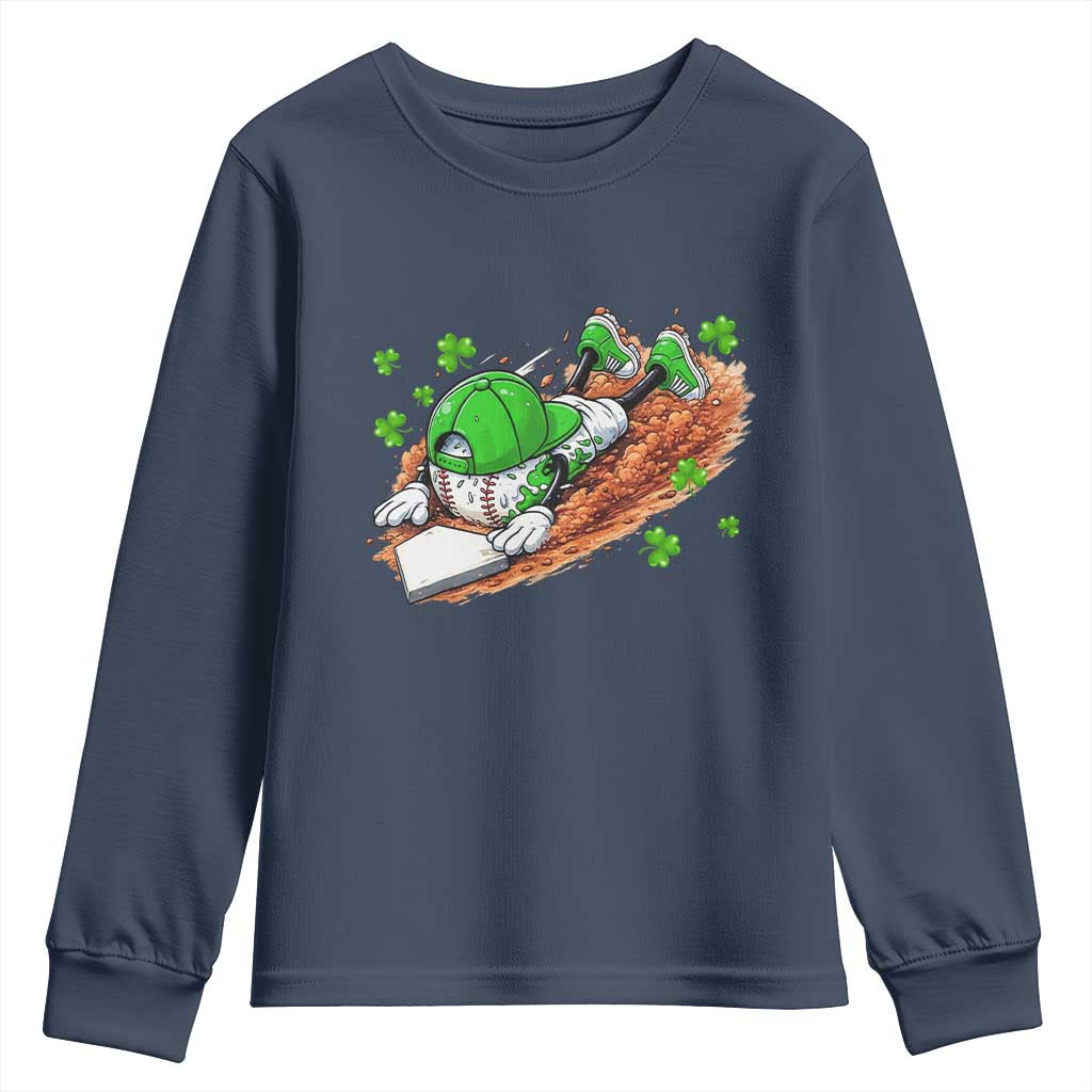 Funny Baseball St Patricks Day Home Plate Drip Youth Sweatshirt