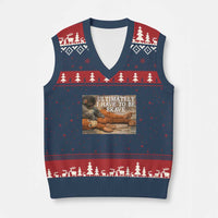 Ultimate I Have To Be Brave Punch The Monkey V-Neck Knit Sweater Vest Cute Baby Monkey Hugging Plush