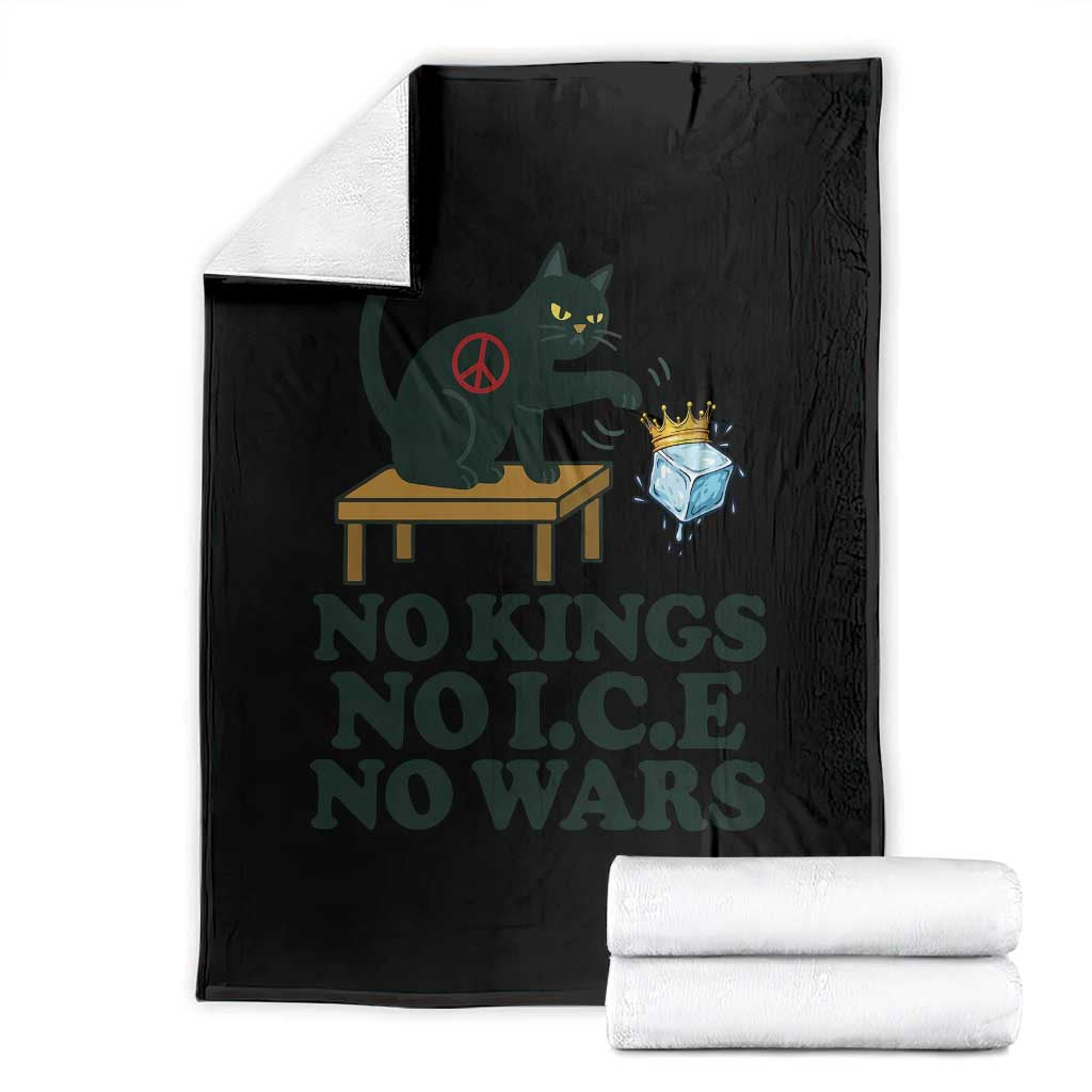 No Kings No Ice No Wars Cat Throw Blanket Funny Political Freedom Activist