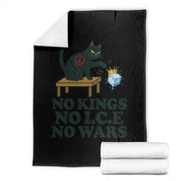 No Kings No Ice No Wars Cat Throw Blanket Funny Political Freedom Activist