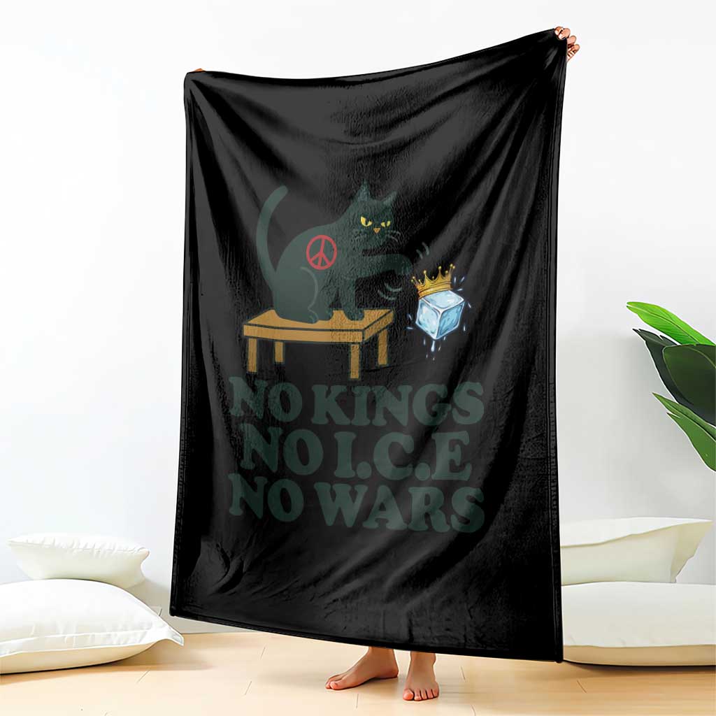 No Kings No Ice No Wars Cat Throw Blanket Funny Political Freedom Activist