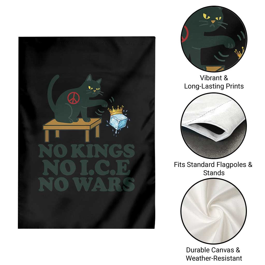 No Kings No Ice No Wars Cat Garden Flag Funny Political Freedom Activist