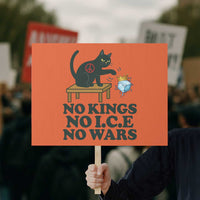 No Kings No Ice No Wars Cat Protest Sign Funny Political Freedom Activist