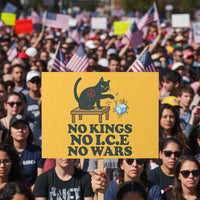 No Kings No Ice No Wars Cat Protest Sign Funny Political Freedom Activist