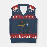 No Kings No Ice No Wars Cat V-Neck Knit Sweater Vest Funny Political Freedom Activist