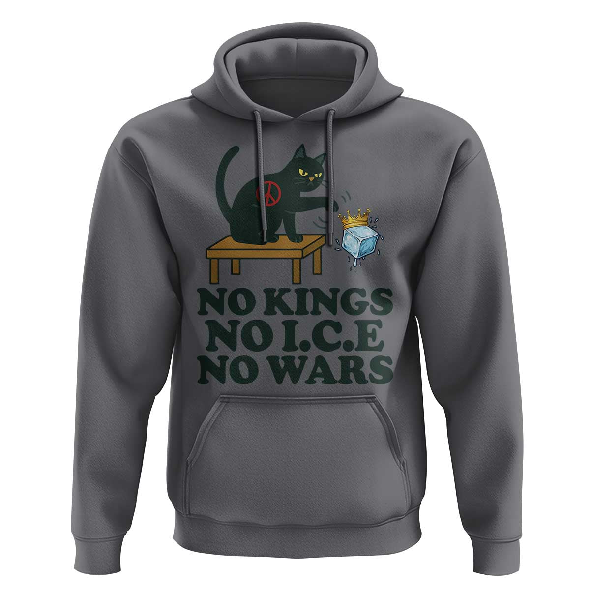 No Kings No Ice No Wars Cat Hoodie Funny Political Freedom Activist