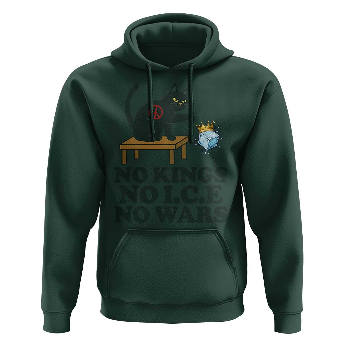 No Kings No Ice No Wars Cat Hoodie Funny Political Freedom Activist