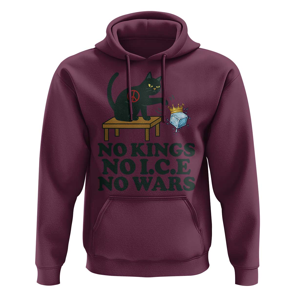 No Kings No Ice No Wars Cat Hoodie Funny Political Freedom Activist