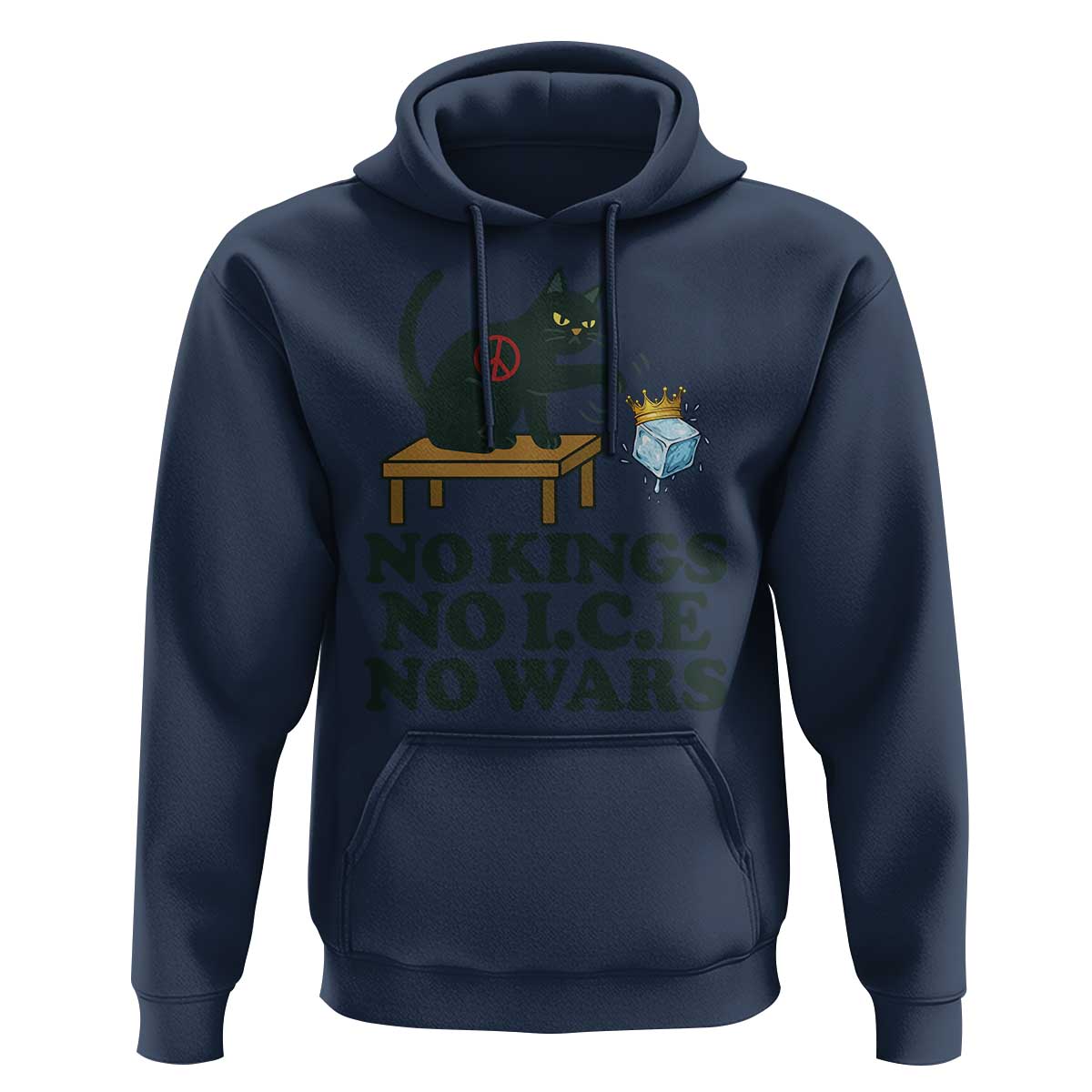 No Kings No Ice No Wars Cat Hoodie Funny Political Freedom Activist