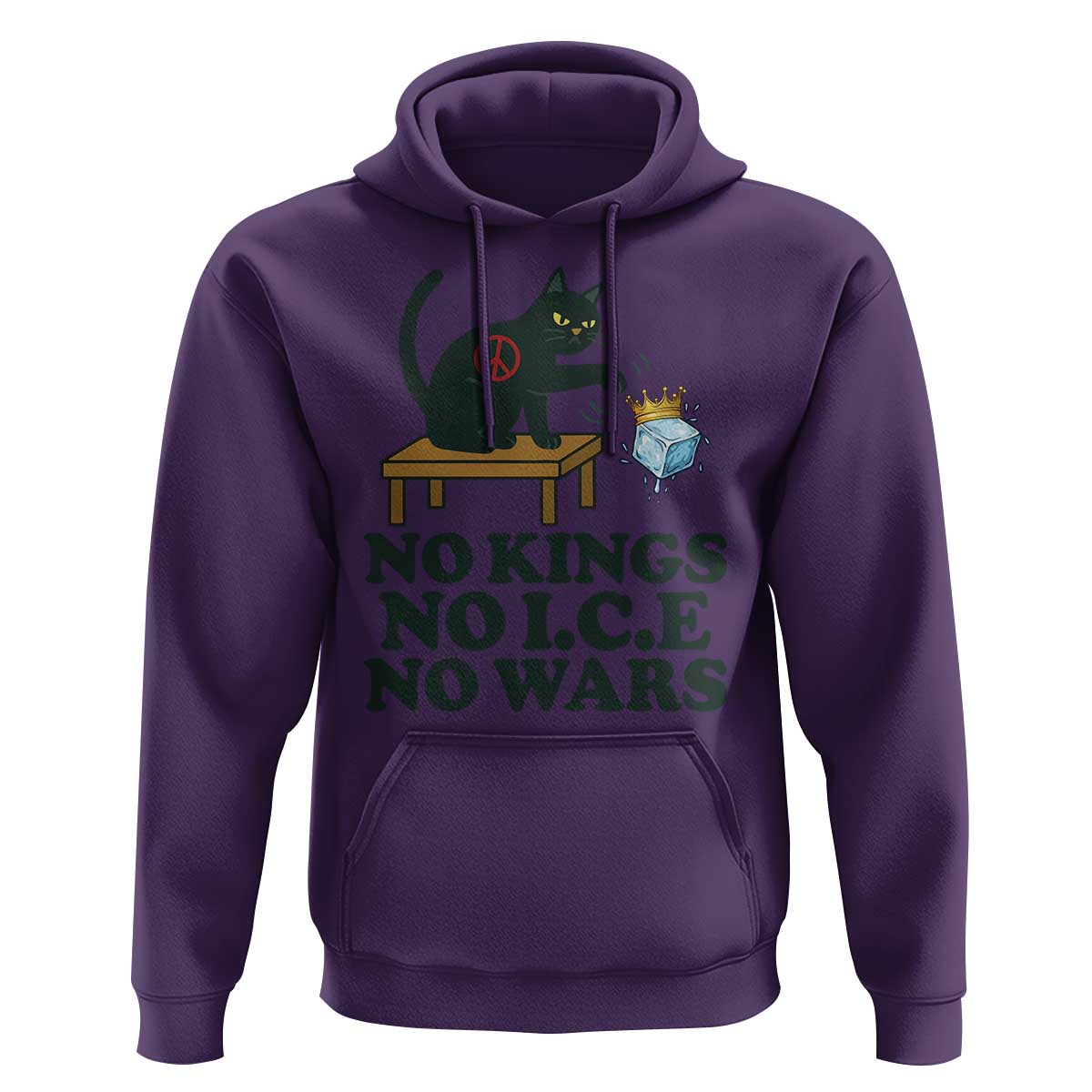No Kings No Ice No Wars Cat Hoodie Funny Political Freedom Activist