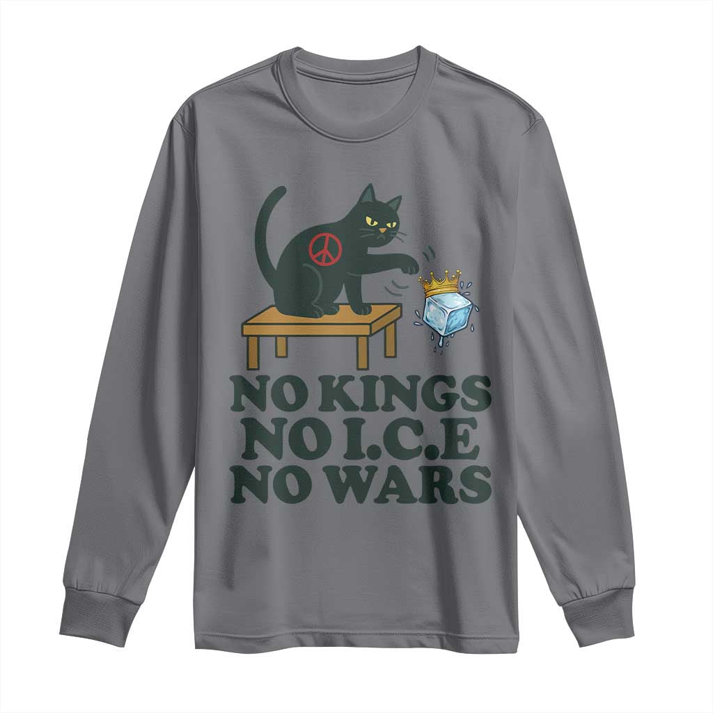 No Kings No Ice No Wars Cat Long Sleeve Shirt Funny Political Freedom Activist