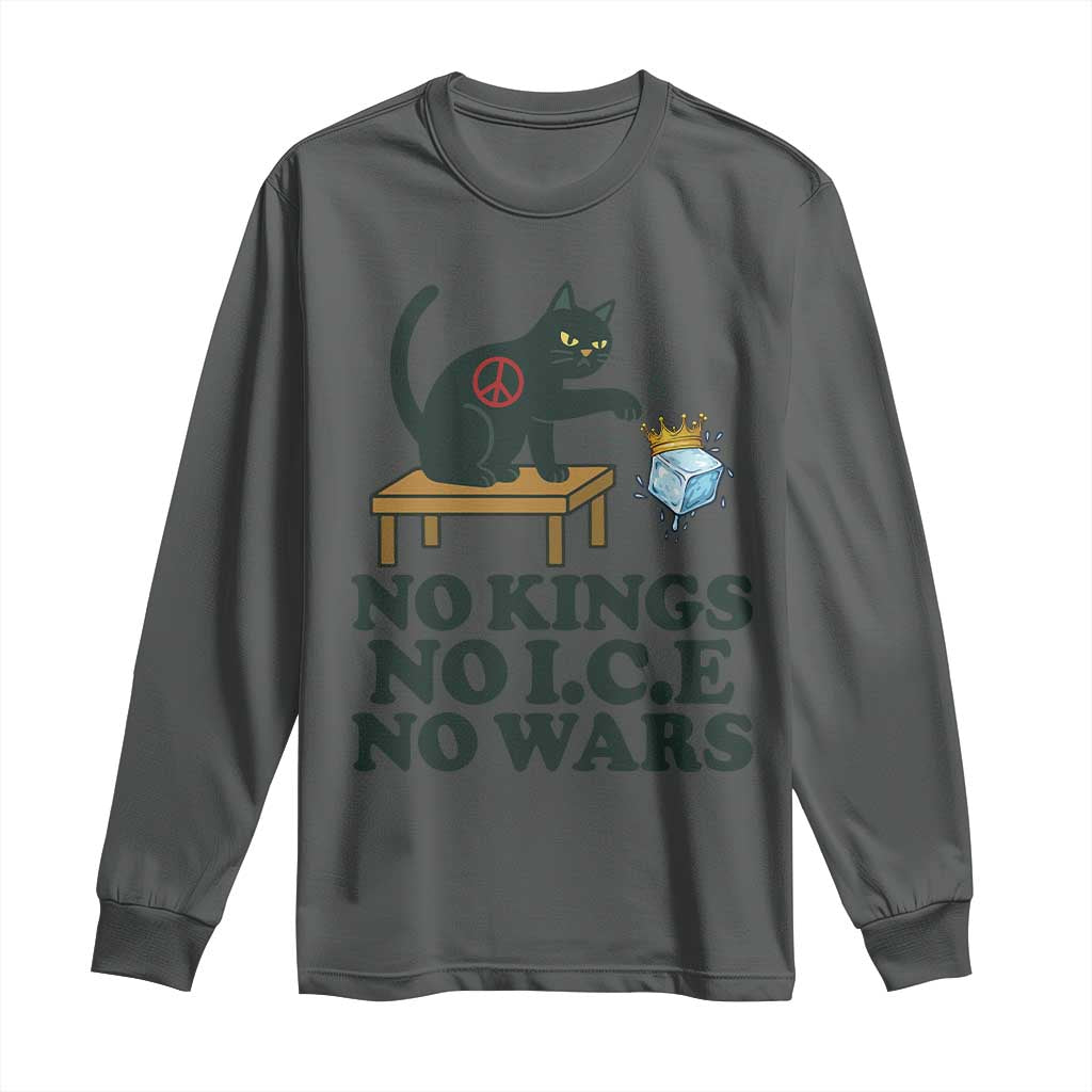 No Kings No Ice No Wars Cat Long Sleeve Shirt Funny Political Freedom Activist
