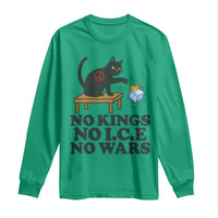 No Kings No Ice No Wars Cat Long Sleeve Shirt Funny Political Freedom Activist