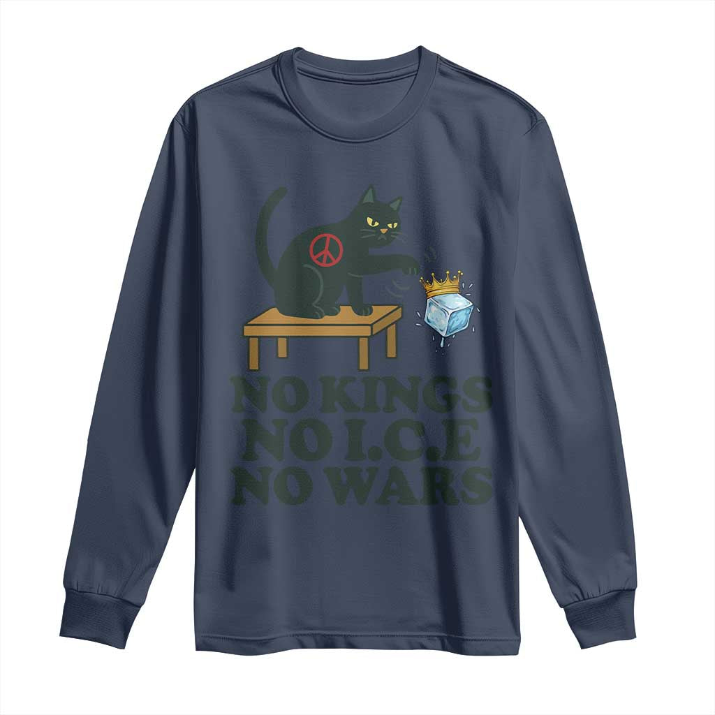 No Kings No Ice No Wars Cat Long Sleeve Shirt Funny Political Freedom Activist
