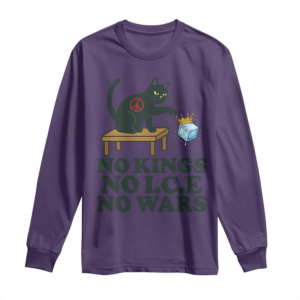 No Kings No Ice No Wars Cat Long Sleeve Shirt Funny Political Freedom Activist