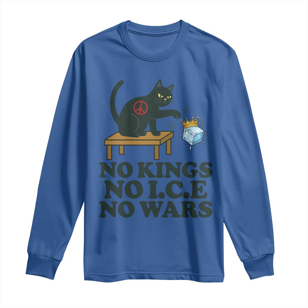 No Kings No Ice No Wars Cat Long Sleeve Shirt Funny Political Freedom Activist