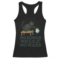 No Kings No Ice No Wars Cat Racerback Tank Top Funny Political Freedom Activist