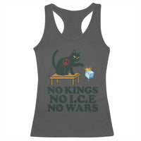 No Kings No Ice No Wars Cat Racerback Tank Top Funny Political Freedom Activist