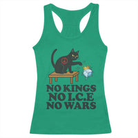 No Kings No Ice No Wars Cat Racerback Tank Top Funny Political Freedom Activist
