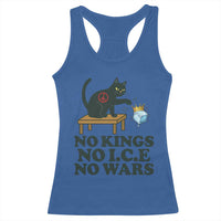 No Kings No Ice No Wars Cat Racerback Tank Top Funny Political Freedom Activist