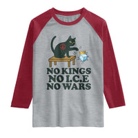 No Kings No Ice No Wars Cat Raglan Shirt Funny Political Freedom Activist