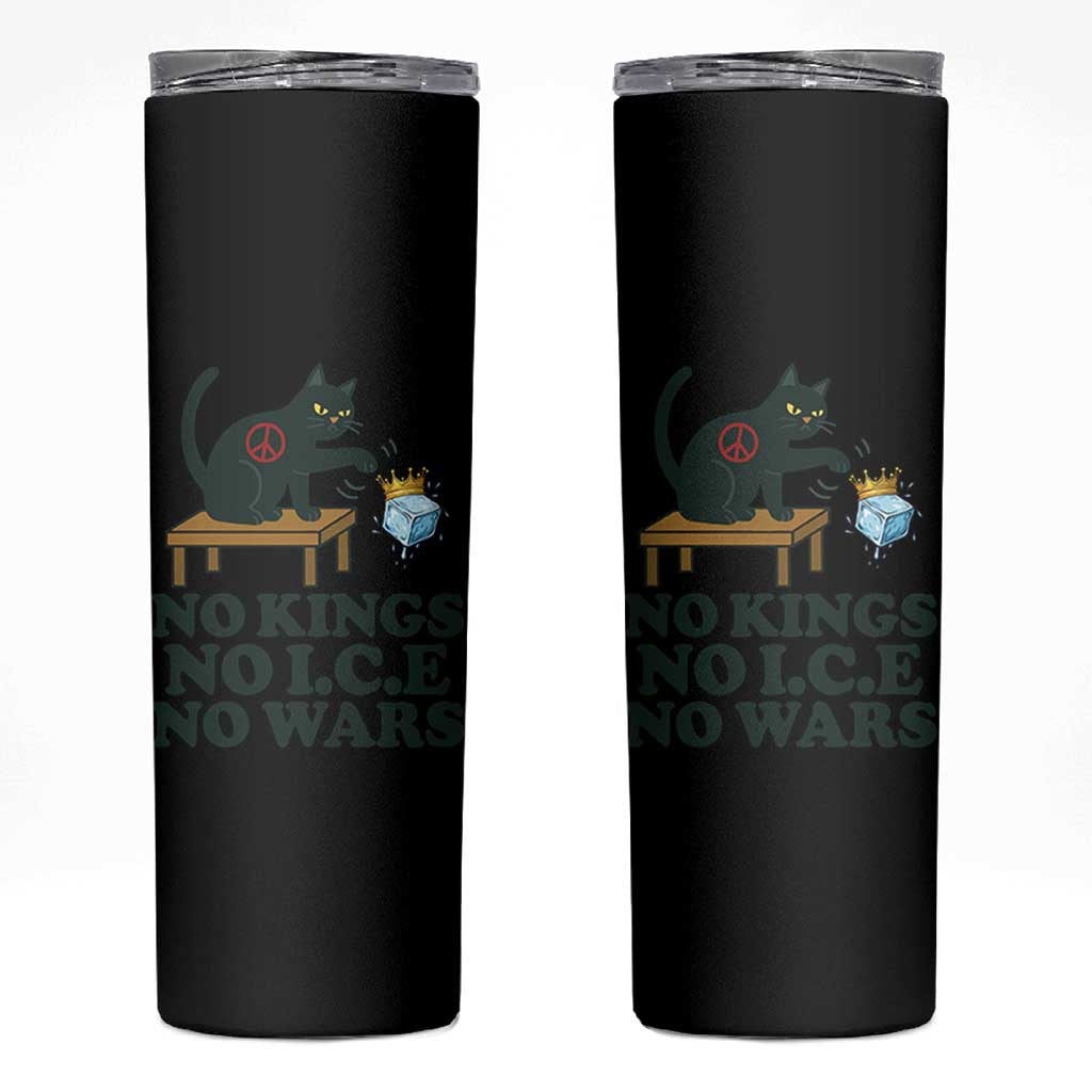 No Kings No Ice No Wars Cat Skinny Tumbler Funny Political Freedom Activist