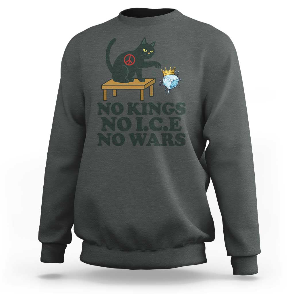 No Kings No Ice No Wars Cat Sweatshirt Funny Political Freedom Activist