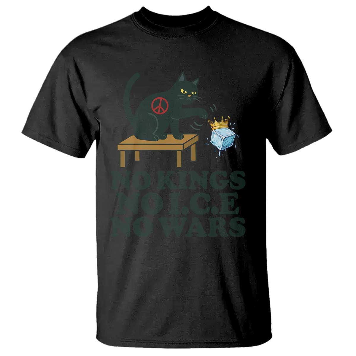 No Kings No Ice No Wars Cat T Shirt Funny Political Freedom Activist