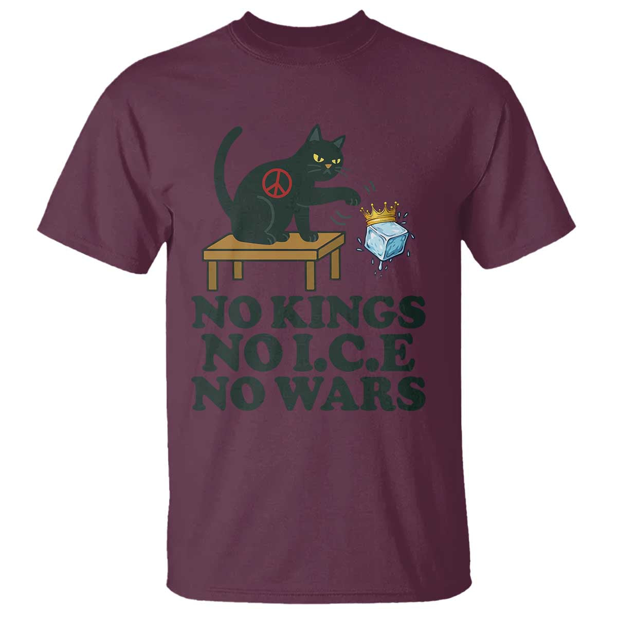 No Kings No Ice No Wars Cat T Shirt Funny Political Freedom Activist