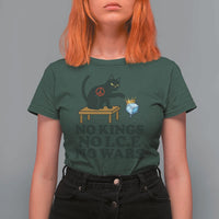 No Kings No Ice No Wars Cat T Shirt For Women Funny Political Freedom Activist