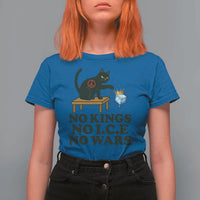 No Kings No Ice No Wars Cat T Shirt For Women Funny Political Freedom Activist