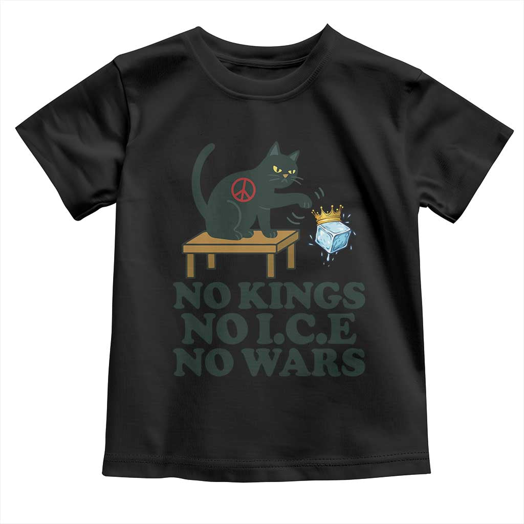No Kings No Ice No Wars Cat Toddler T Shirt Funny Political Freedom Activist