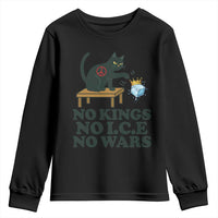 No Kings No Ice No Wars Cat Youth Sweatshirt Funny Political Freedom Activist
