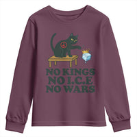 No Kings No Ice No Wars Cat Youth Sweatshirt Funny Political Freedom Activist